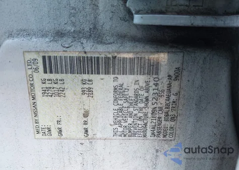 2009 Nissan Altima 2.5 S z USA, uszkodzony, nr VIN 1N4AL21E09N523140